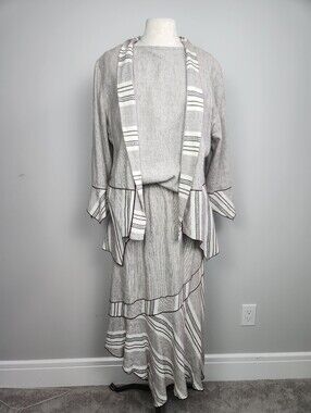 Vintage I.C. Collection By Connie Linen Cotton 3 Piece Set Jacket Skirt Tank Top